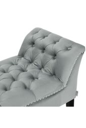 Living and Home Contemporary Velvet Buttoned Bench with Black Wood Legs in Grey - thumbnail 5