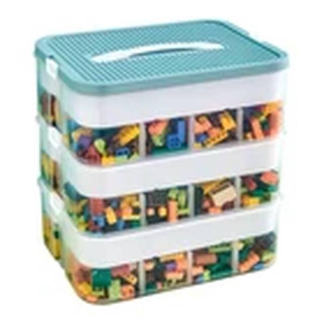 EONLION Stackable Toy Storage Box Plastic Organizer for Lego Green - image 1