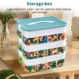EONLION Stackable Toy Storage Box Plastic Organizer for Lego Green - thumbnail 4