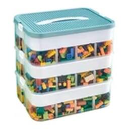 EONLION Stackable Toy Storage Box Plastic Organizer for Lego Green - thumbnail 1
