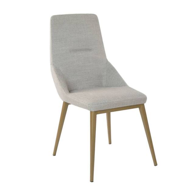 Angel Cerda Light Grey Fabric Dining Chair with Dark Gold Legs - image 1