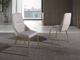 Angel Cerda Light Grey Fabric Dining Chair with Dark Gold Legs - thumbnail 3