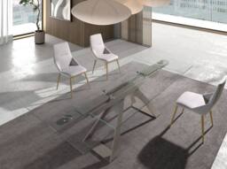 Angel Cerda Light Grey Fabric Dining Chair with Dark Gold Legs - thumbnail 5