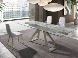 Angel Cerda Light Grey Fabric Dining Chair with Dark Gold Legs - thumbnail 6