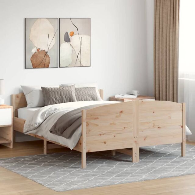 Berkfield Home Bed Frame without Mattress 120x190 cm Small Double Solid Wood Pine in Brown - image 1
