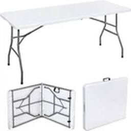 Havendro 6ft White Trestle Folding Table Garden Plastic Picnic BBQ