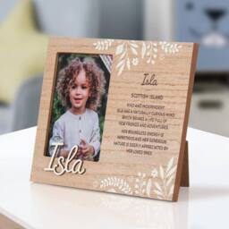 History & Heraldry Personalised Kids Wooden Picture Frame - Isla in Brown - thumbnail 2