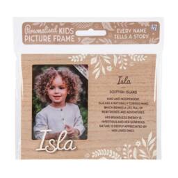 History & Heraldry Personalised Kids Wooden Picture Frame - Isla in Brown - thumbnail 1