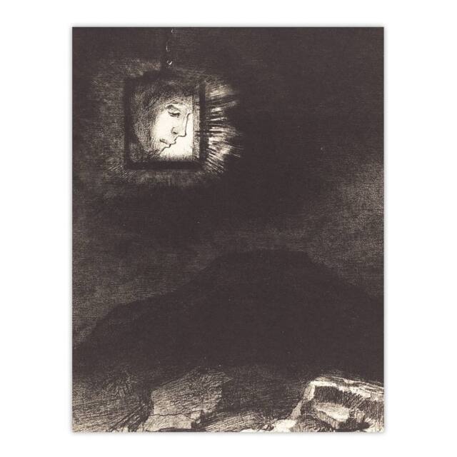 "Artery8 Glimmering Head Suspended Redon Vintage Wall Art Print Poster in Grey - Size: W18"" x H24""" - image 1