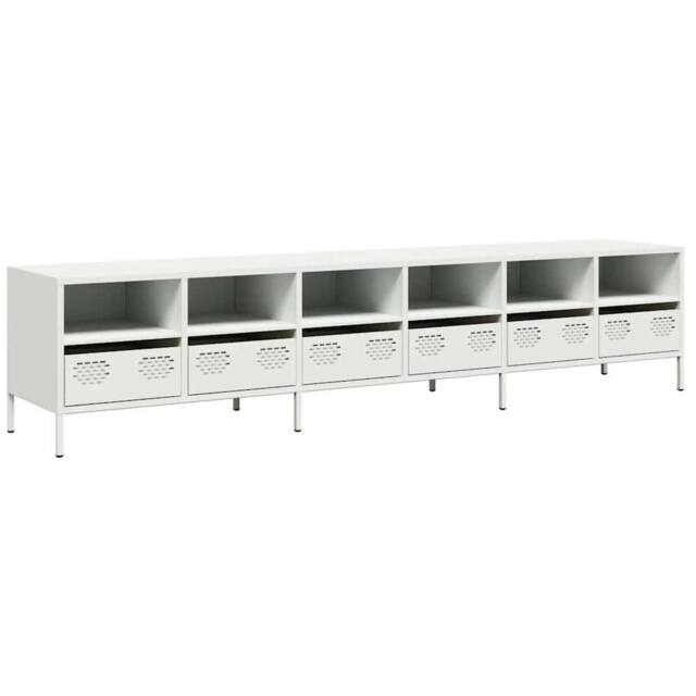 Berkfield Home TV Cabinet White 202x39x43.5 cm Cold-rolled Steel - image 1