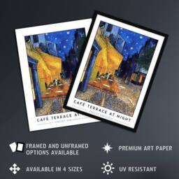 "Artery8 Vincent Van Gogh Café Terrace At Night Place Du Forum Framed Art Print in Blue - Size: W12"" x H16""" - thumbnail 2