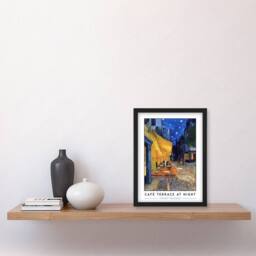 "Artery8 Vincent Van Gogh Café Terrace At Night Place Du Forum Framed Art Print in Blue - Size: W12"" x H16""" - thumbnail 4