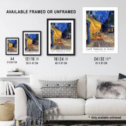 "Artery8 Vincent Van Gogh Café Terrace At Night Place Du Forum Framed Art Print in Blue - Size: W12"" x H16""" - thumbnail 3