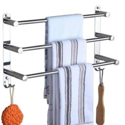 Havendro 3 Tier Wall Mounted Towel Rail 60cm Stainless Steel in Silver - thumbnail 1