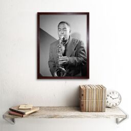 Artery8 Wall Art Print Vintage Black & White Photograph Portrait Saxophone Jazz Player Music Legend Bird Charlie Parker Art Framed - thumbnail 2