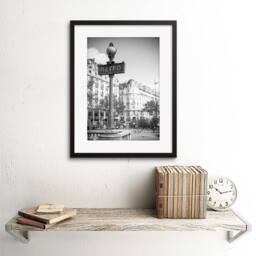 "Artery8 Landmark Retro Metro Sign Paris France Black White Framed Art Print in Grey - Size: W12"" x H16""" - thumbnail 2