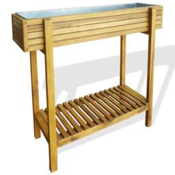 Berkfield Home Raised Garden Raised Bed Solid Acacia Wood & Zinc in Brown - thumbnail 2