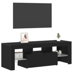 Berkfield Home Black Oak TV Cabinet with LED Lights, 120x35x40 cm - Size: 120 x 35 x 40 cm - thumbnail 3