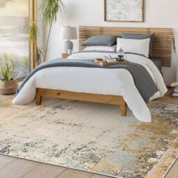 Livabliss City-Abstract Yellow Grey Blue Modern Marble Living Dining Bedroom Rug in Mustard - Size: 200 cm x 275 cm - thumbnail 7
