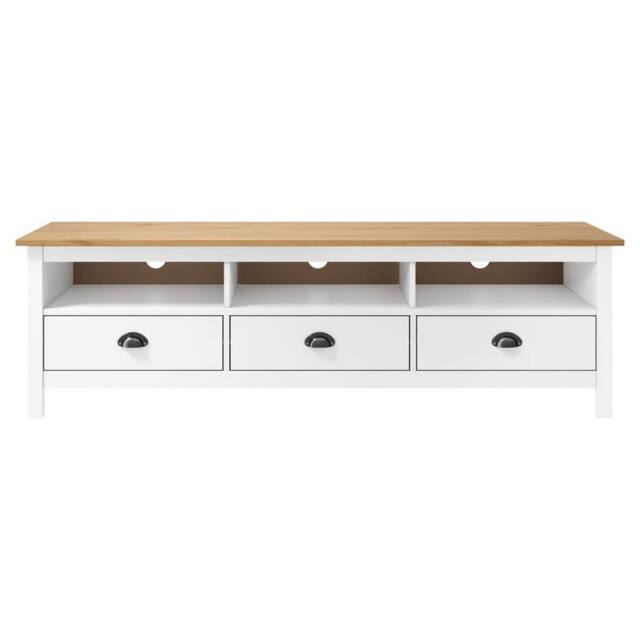 Berkfield Home TV Cabinet Hill White 158x40x47 cm Solid Pine Wood - Size: 158 x 40 x 47 cm - image 1