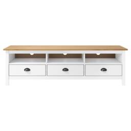 Berkfield Home TV Cabinet Hill White 158x40x47 cm Solid Pine Wood - Size: 158 x 40 x 47 cm