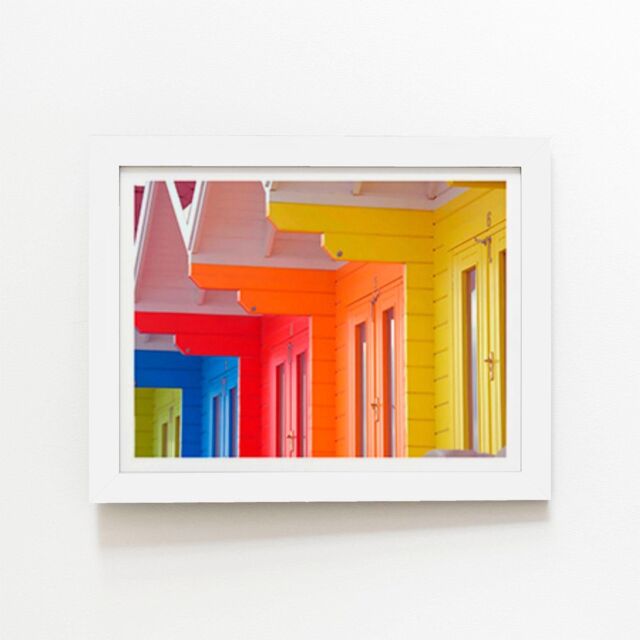 "Warren Reed - Designer Beach Huts Framed Art Print in White - Size: W20"" x H30""" - image 1