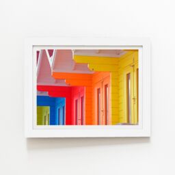 "Warren Reed - Designer Beach Huts Framed Art Print in White - Size: W20"" x H30""" - thumbnail 2