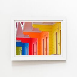 "Warren Reed - Designer Beach Huts Framed Art Print in White - Size: W20"" x H30""" - thumbnail 1