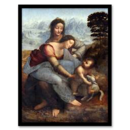 "Artery8 Virgin & Child Saint Anne da Vinci Vintage Framed Wall Art Print in Brown - Size: W12"" x H16""" - thumbnail 1