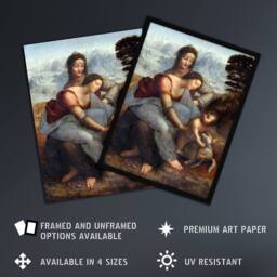 "Artery8 Virgin & Child Saint Anne da Vinci Vintage Framed Wall Art Print in Brown - Size: W12"" x H16""" - thumbnail 2