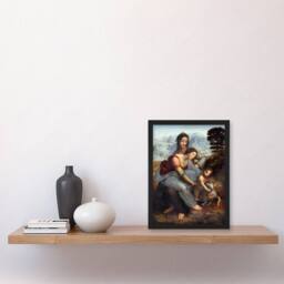 "Artery8 Virgin & Child Saint Anne da Vinci Vintage Framed Wall Art Print in Brown - Size: W12"" x H16""" - thumbnail 4
