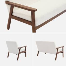 sweeek Armchair & 2-seater Sofa In Hevea Wood in Cream - thumbnail 3