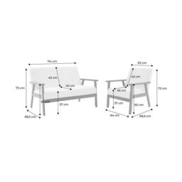 sweeek Armchair & 2-seater Sofa In Hevea Wood in Cream - thumbnail 5