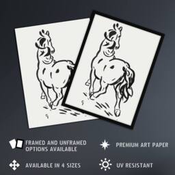 Artery8 Horse Black & White Ink Sketch Leo Gestel Framed Wall Art Print - Size: A4 - thumbnail 2