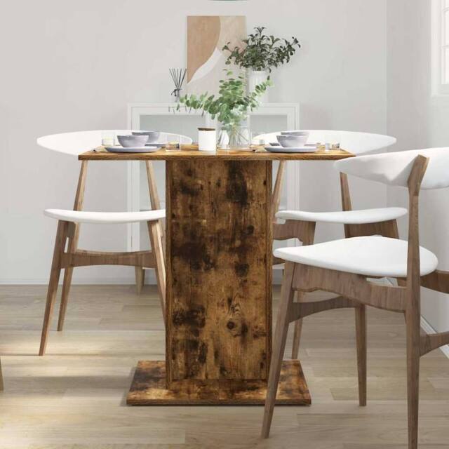 Berkfield Home Durable Dining Table Smoked Oak 80x80x75 cm Engineered Wood in Brown - Size: 80 x 80 x 75 cm - image 1