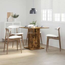 Berkfield Home Durable Dining Table Smoked Oak 80x80x75 cm Engineered Wood in Brown - Size: 80 x 80 x 75 cm - thumbnail 2