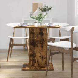 Berkfield Home Durable Dining Table Smoked Oak 80x80x75 cm Engineered Wood in Brown - Size: 80 x 80 x 75 cm - thumbnail 1
