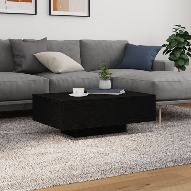 Berkfield Home Coffee Table with LED Lights Black Oak 85x55x31 cm - Size: 85 x 55 x 31 cm - image 1