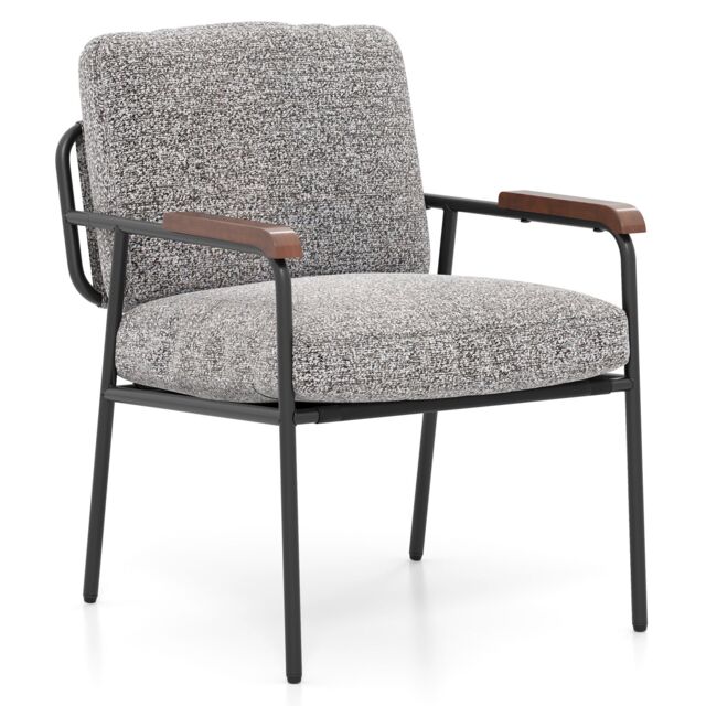 Costway Accent Chair Living Room Chair with Wide Cushioned Seat in Grey - image 1