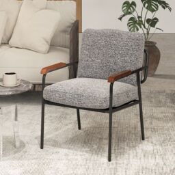 Costway Accent Chair Living Room Chair with Wide Cushioned Seat in Grey - thumbnail 3