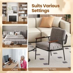 Costway Accent Chair Living Room Chair with Wide Cushioned Seat in Grey - thumbnail 7