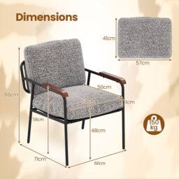 Costway Accent Chair Living Room Chair with Wide Cushioned Seat in Grey - thumbnail 2