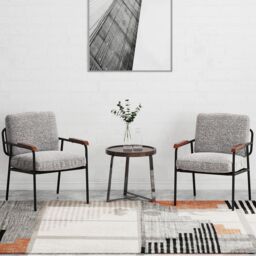 Costway Accent Chair Living Room Chair with Wide Cushioned Seat in Grey - thumbnail 4
