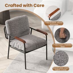 Costway Accent Chair Living Room Chair with Wide Cushioned Seat in Grey - thumbnail 5