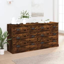 Berkfield Home Sideboards 2 pcs Smoked Oak Engineered Wood in Brown - thumbnail 2