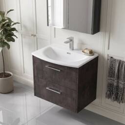 Balterley Winshill Contemporary 2 Drawer Wall Hung Vanity Basin Unit, 600mm in Grey - thumbnail 3