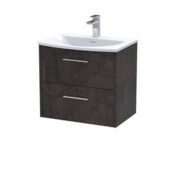 Balterley Winshill Contemporary 2 Drawer Wall Hung Vanity Basin Unit, 600mm in Grey