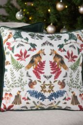 Evans Lichfield Mirrored Fox Watercolour Printed Piped Cushion in Dark Green - Size: 43 cm x 43 cm - thumbnail 3