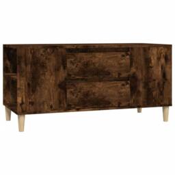 Berkfield Home TV Cabinet Smoked Oak 102x44.5x50 cm Engineered Wood in Brown - thumbnail 3