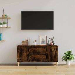 Berkfield Home TV Cabinet Smoked Oak 102x44.5x50 cm Engineered Wood in Brown - thumbnail 1